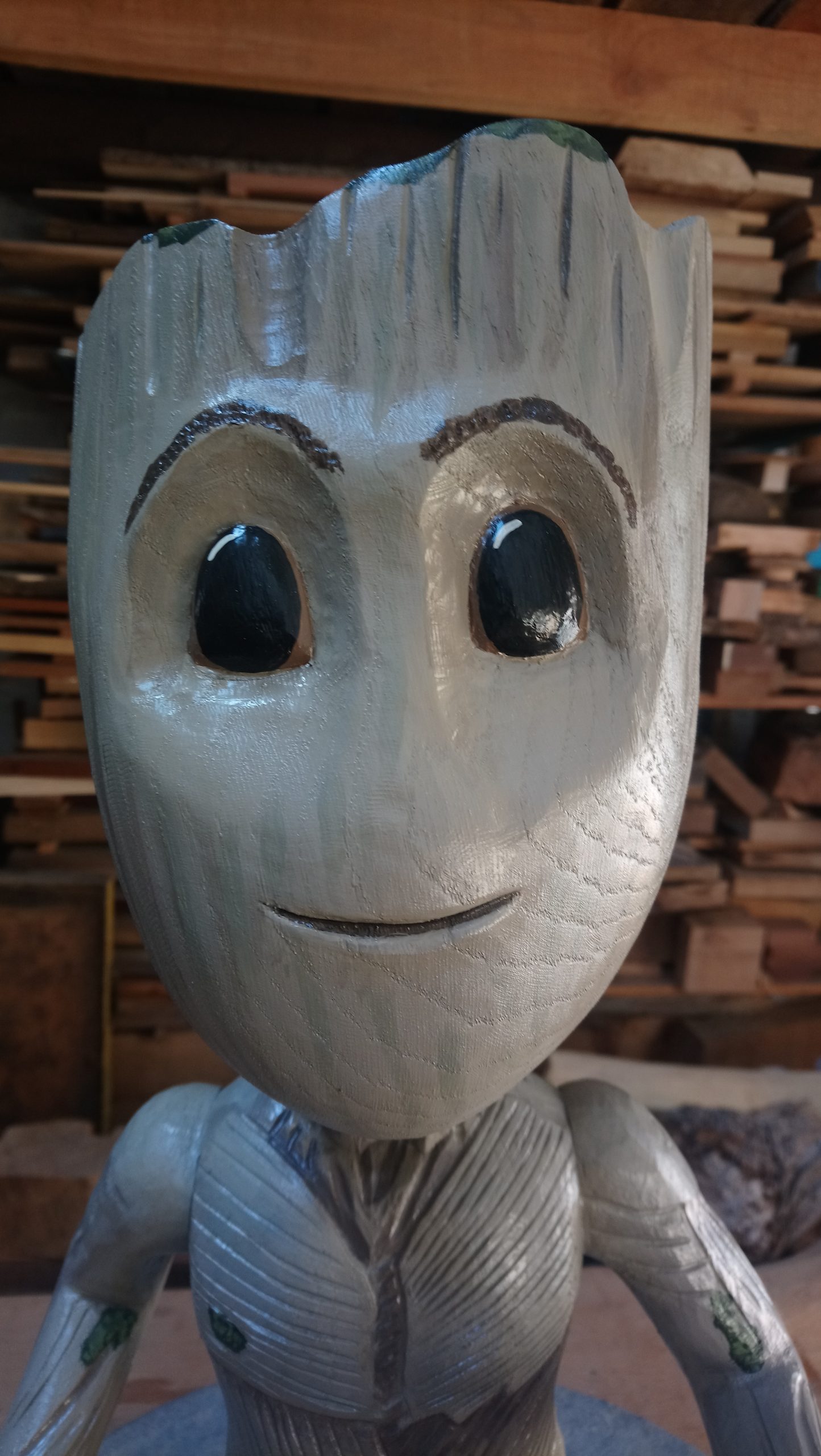 The face of the character 'Groot' when young, from Marvel's 'Guardians of the Galaxy'